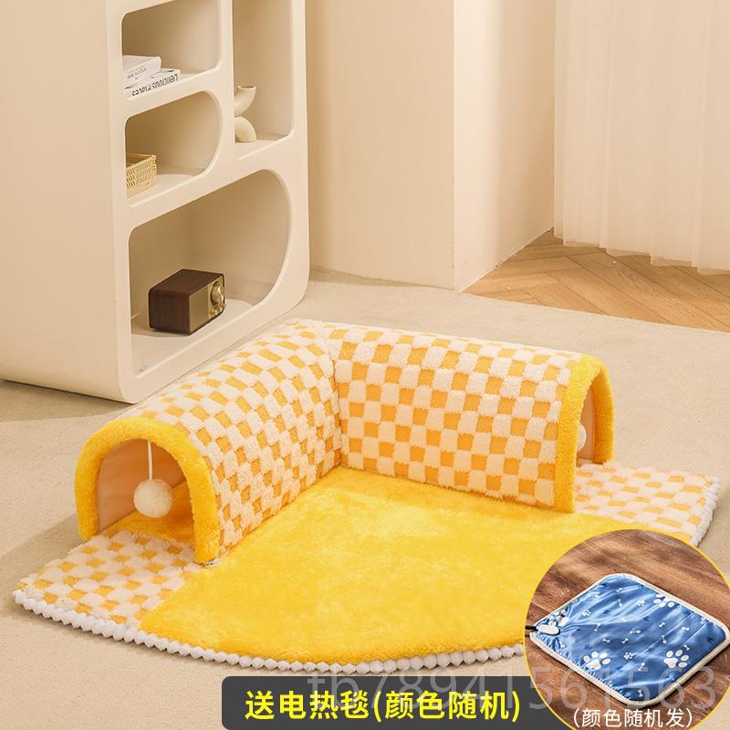 高档隧猫窝冬保暖半天封闭可用拆洗网红房屋别墅道狗窝四季通用宠
