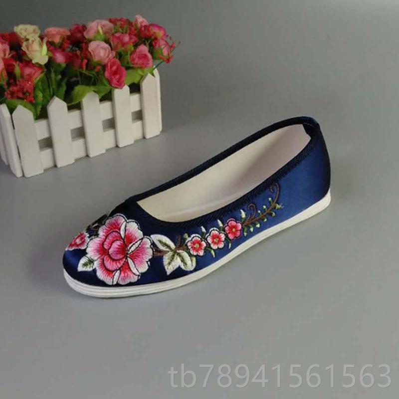 高档大码鞋鞋41-43码老京女千层底纯手工绣花鞋北纯布底布妈妈婆