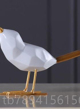 高档简约书板样间公室桌面小摆办件金银小鸟客厅家房居装饰品创意