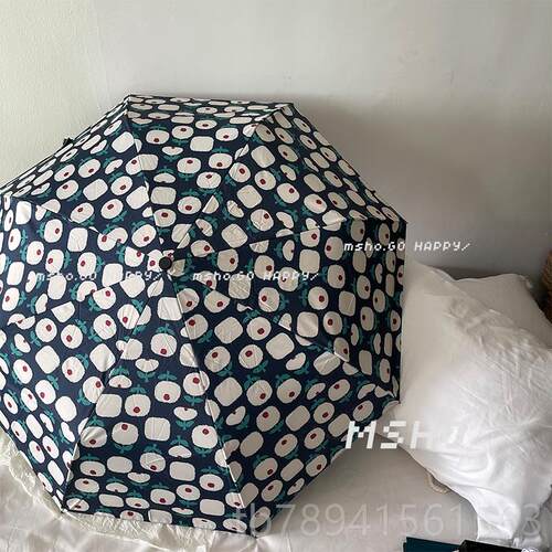 高档msho 调的朵町蓝日~全自动款黑胶遮本阳防晒晴雨两用伞太阳低
