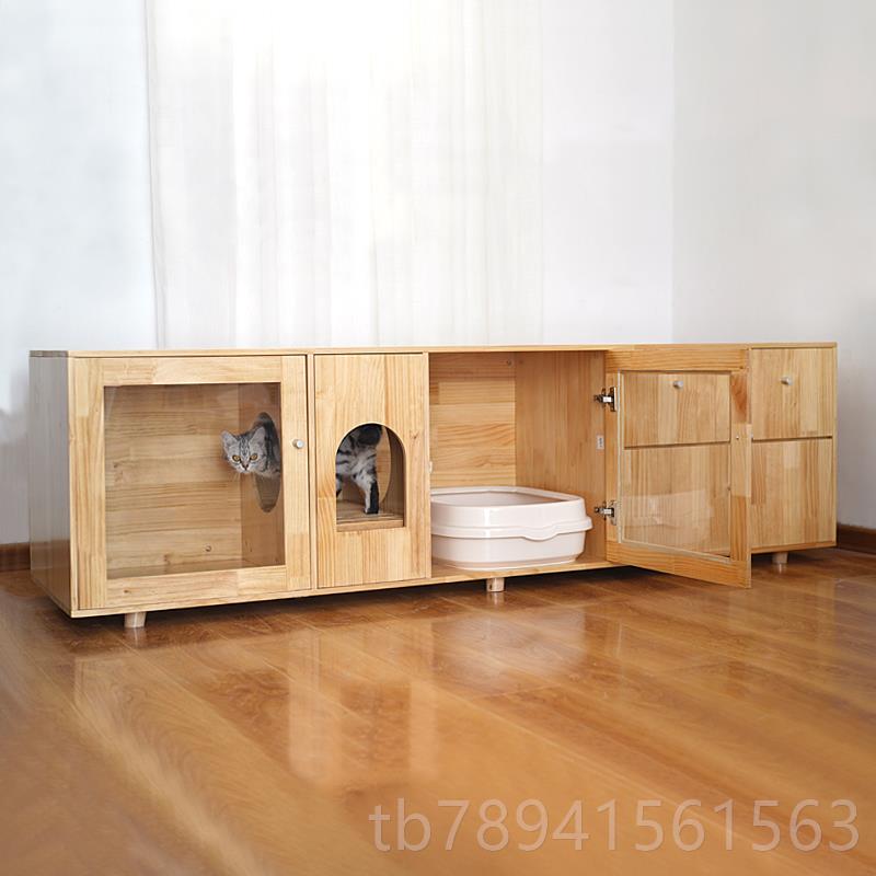 高档猫别电由墅家猫笼超大自空间实木室内用保暖猫柜视柜猫窝厕所