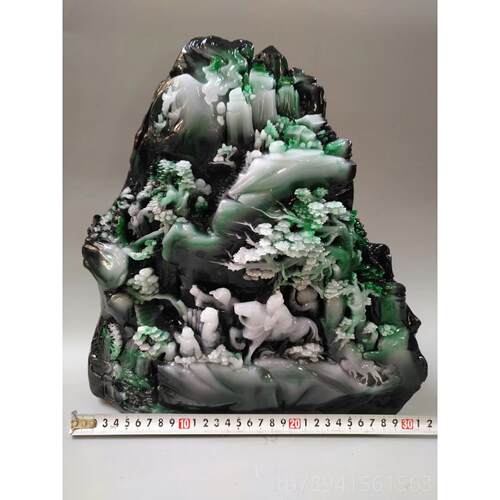 高档寿奇石仿天然原石石头雕刻件摆绿松石客观赏石玉雕山石厅工艺