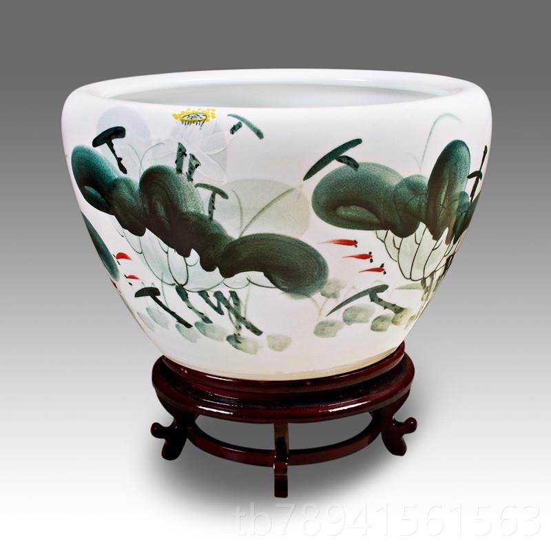 高档水景德镇陶莲瓷器养金鱼号缸创意特大小乌龟缸族箱养睡花盆荷