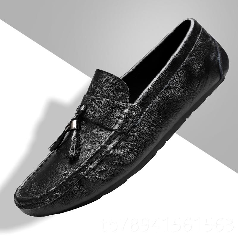 高档2024秋冬软底开豆豆鞋男韩版品牌高档车休人闲皮真皮鞋一脚蹬