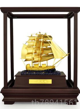 高档足金金箔画 一帆顺帆船 乔迁新居礼品奢搬家开业风档高轻玄关