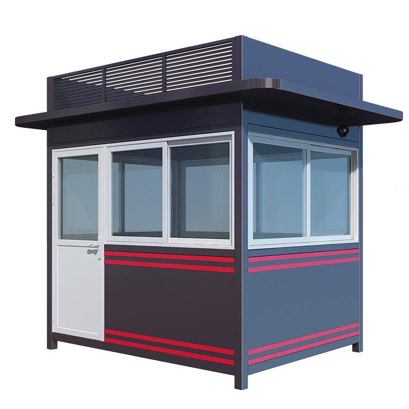 直角钢结构岗亭保安室钢结构雕花板岗亭小区学校门卫室收费站岗亭