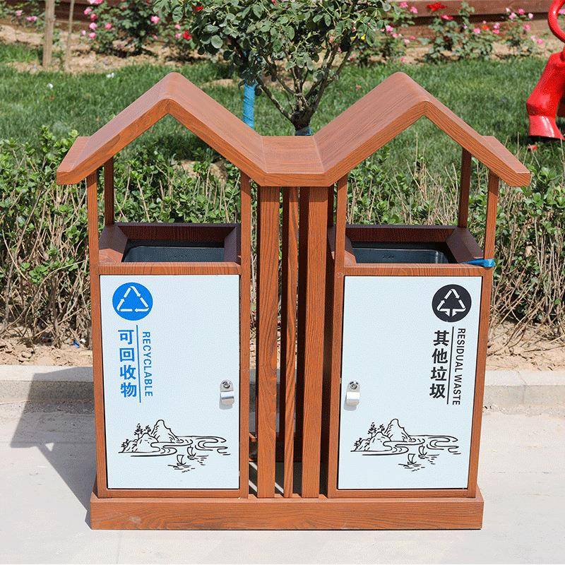 户外仿古垃圾桶古镇景区果皮箱古典创意分类垃圾箱环卫双桶垃圾桶