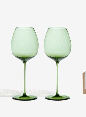 YYUN昀法式中古红酒杯勃艮第高脚杯手工玻璃覆古绿白葡萄酒杯礼盒