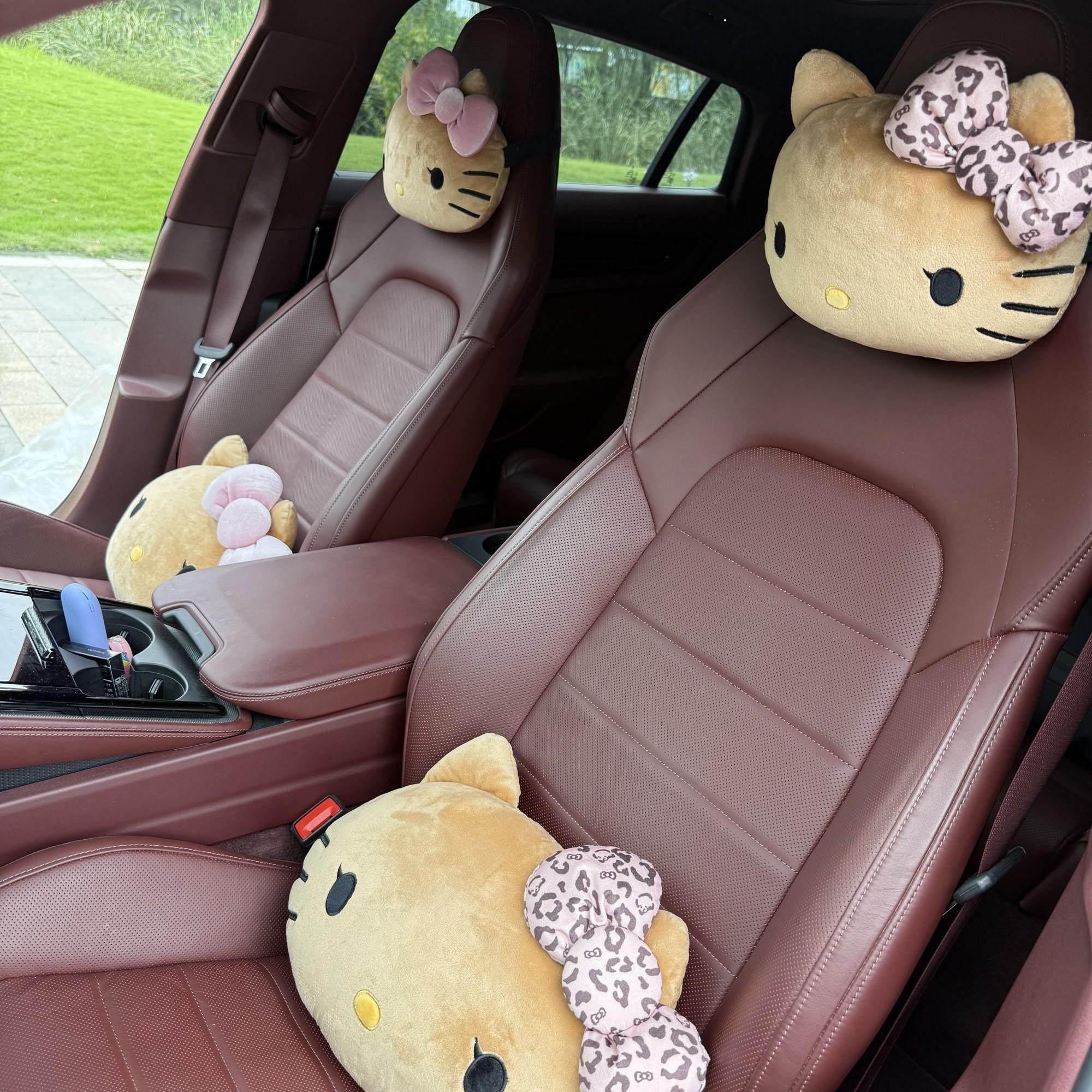 爆款咖啡黑皮蝴蝶结Kitty汽车头枕车载颈枕沙发床头睡觉护腰靠垫,汽车用品/电子/清洗/改装,头枕,淘宝优惠券,粉丝福利购,淘宝优惠卷