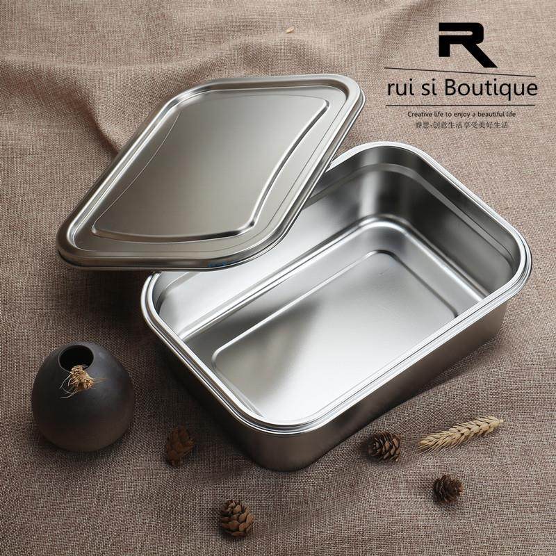 食品级不锈钢长方形菜盒卷边方盘带盖托盘快餐菜盆加大保鲜盒饭盒,餐饮具,盆,淘宝优惠券,粉丝福利购,淘宝优惠卷