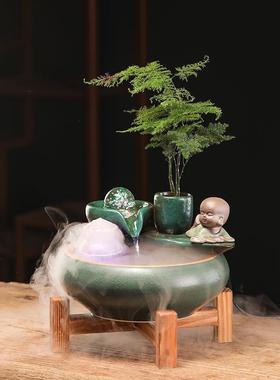 创意小型客厅流水喷泉生财摆件循环水办公桌面鱼缸装饰乔迁送礼品