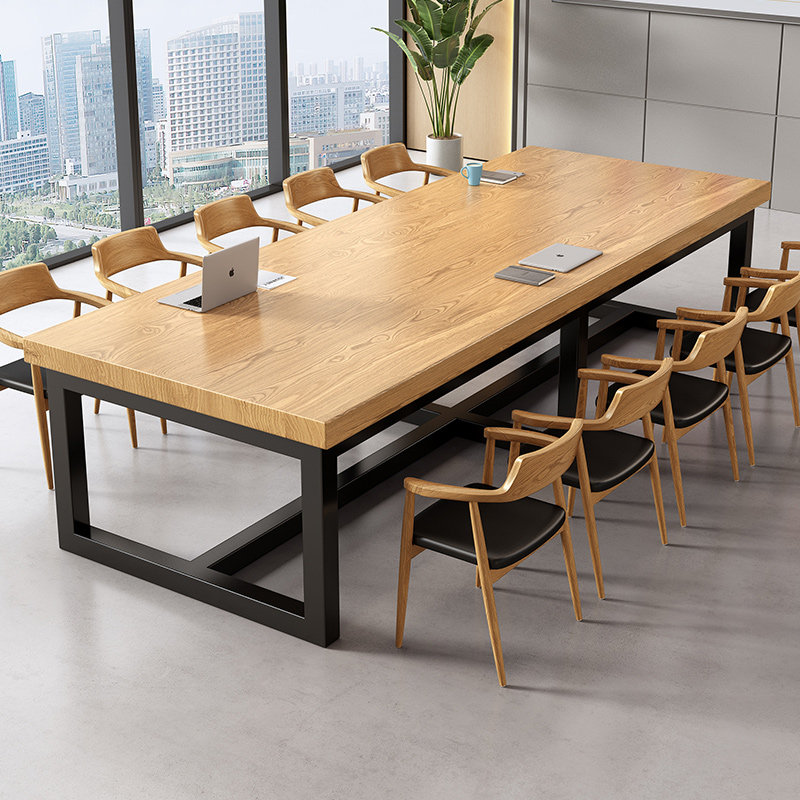 会议桌长桌现代简约会议室接待洽谈实木长条大板桌工作台办公桌椅