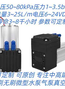 微型无刷真空泵5~20L直流6~24V长寿命4000小时以上40~80kpa