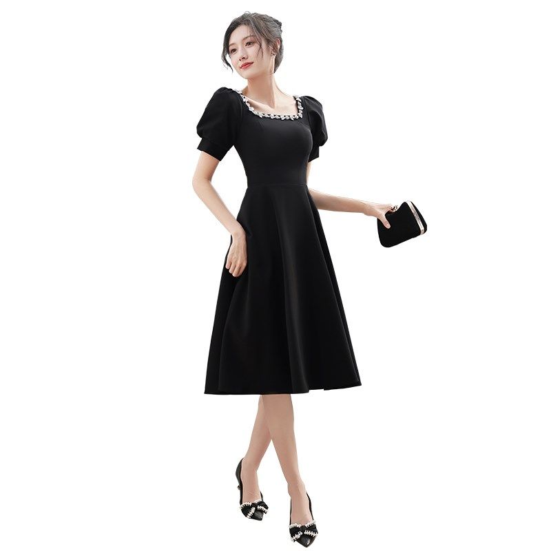 洋气晚礼服女黑色宴会气质法式高级感小个子平时可穿轻奢风连衣裙