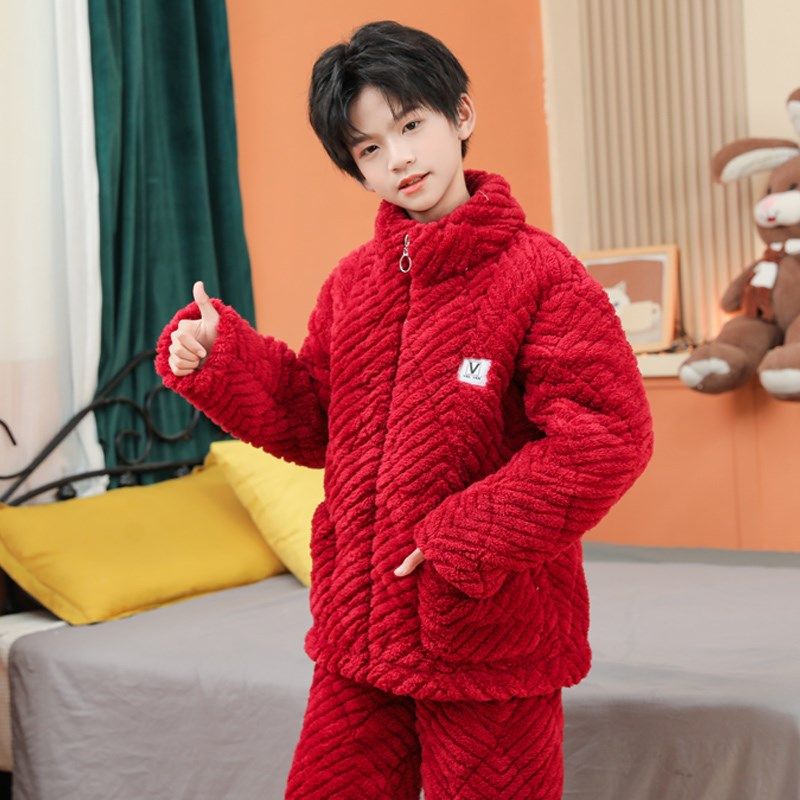 儿童睡衣冬季加厚保暖夹棉珊瑚绒法兰绒男女童小孩中大童家居服,童装/婴儿装/亲子装,家居服套装,淘宝优惠券,粉丝福利购,淘宝优惠卷