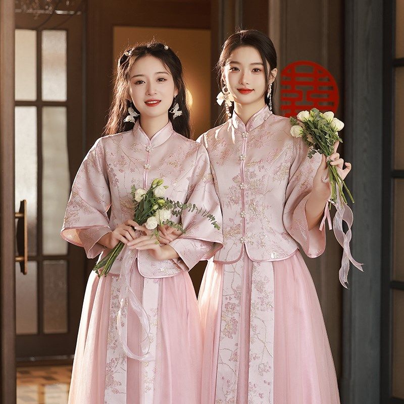 中式伴娘服2025夏季新款姐妹裙婚礼服小个子显瘦高级感伴娘裙旗袍