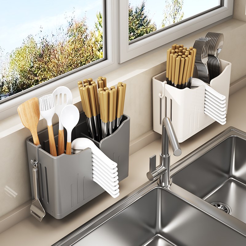 筷子收纳盒厨房筷子筒壁挂式筷笼子家用高档新款勺子筷子笼置物架