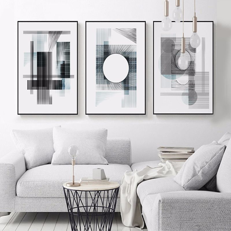 北欧几何抽象装饰画软装设计工装样板房挂画酒店家居卧室背景墙画