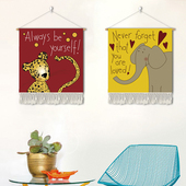 儿童房卧室装 饰画动物墙面壁画客厅床头挂画男孩女孩房间卡通布艺