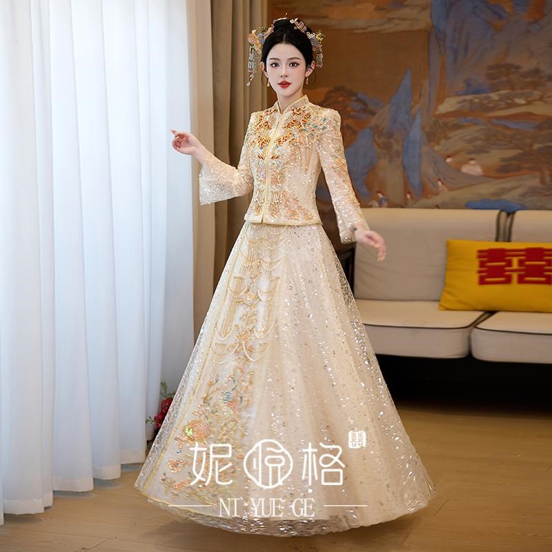 秀禾服中式婚服新娘结婚嫁衣重工奢华龙凤褂敬酒服凤冠霞帔出阁服