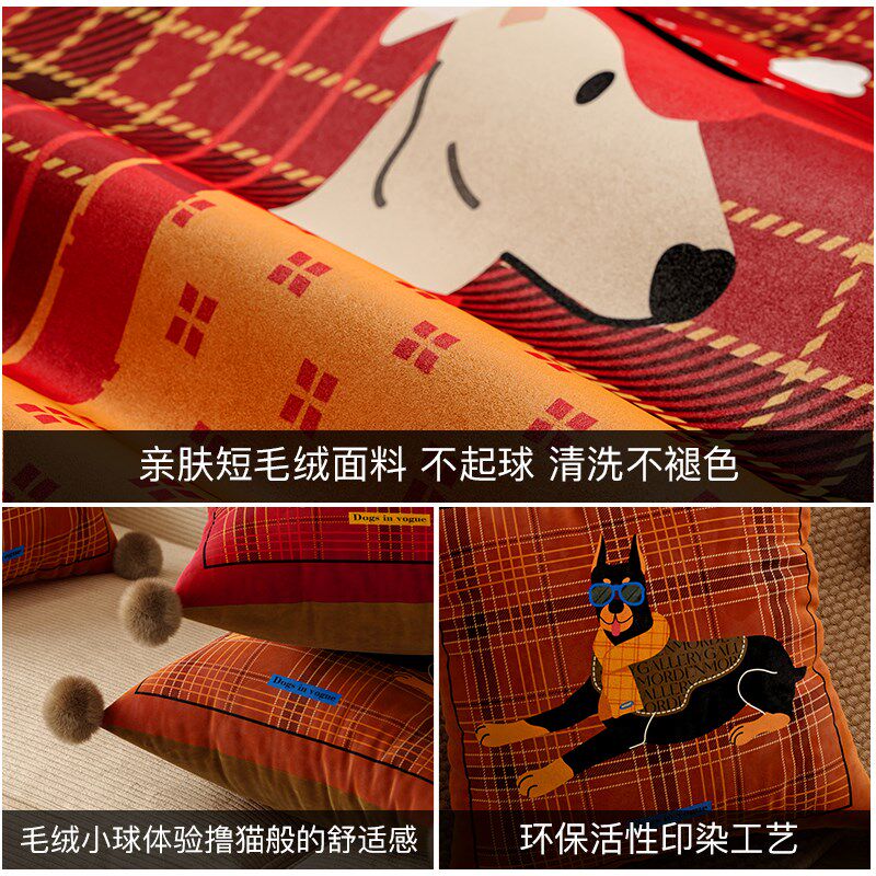 克利弗中古风圣诞新年客厅沙发抱枕轻奢2024新款高级感靠垫枕芯套