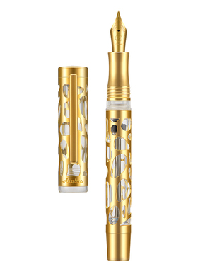 意斯华 Asvine V169负压上墨金属镂空钢笔 明尖书写商务高档套装