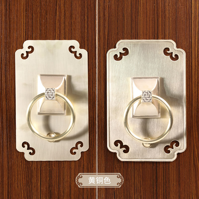 中式仿古纯铜拉手新中式门环把手老式门拉环复古门古铜装饰铜配件