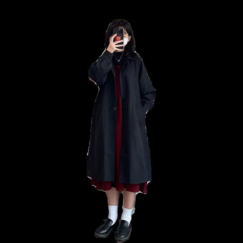 150cm矮个子风衣外套女秋冬季小个子2023中长版学生宽松大衣显瘦