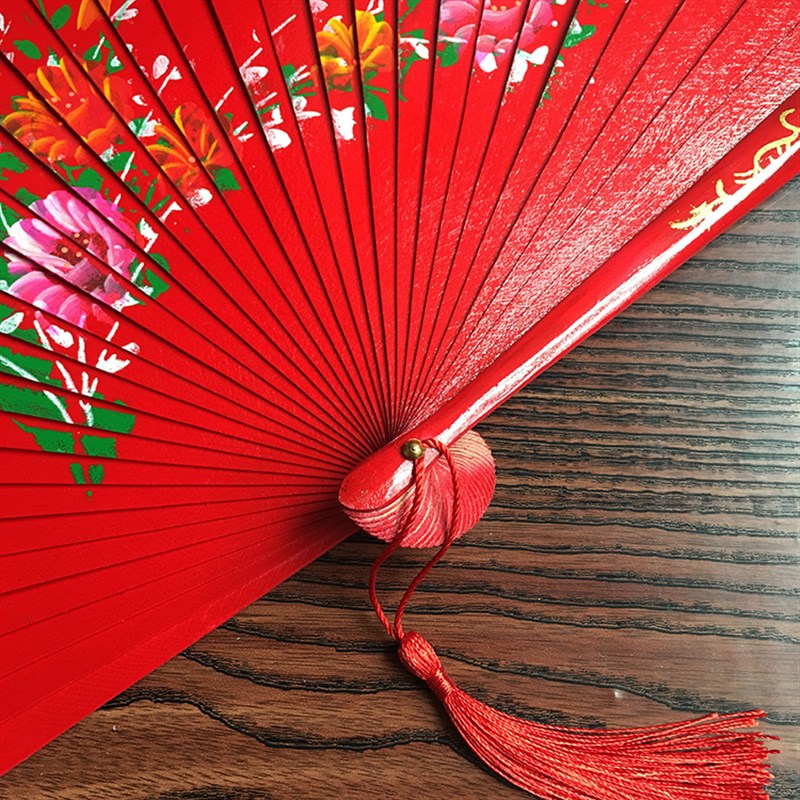 24CM折扇西班牙双面木扇欧洲宫廷扇双面镂空手绘烤漆扇一把包邮