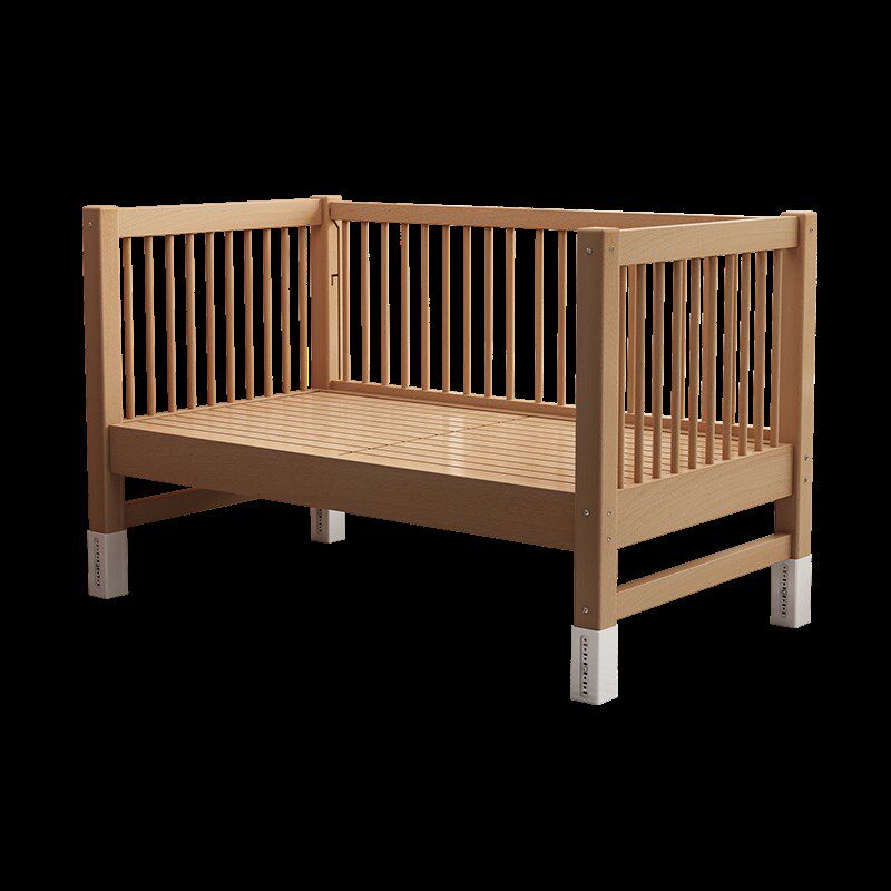 儿童拼接床可升降侧边加宽大人可睡宝宝婴儿高低围栏榉木床定制