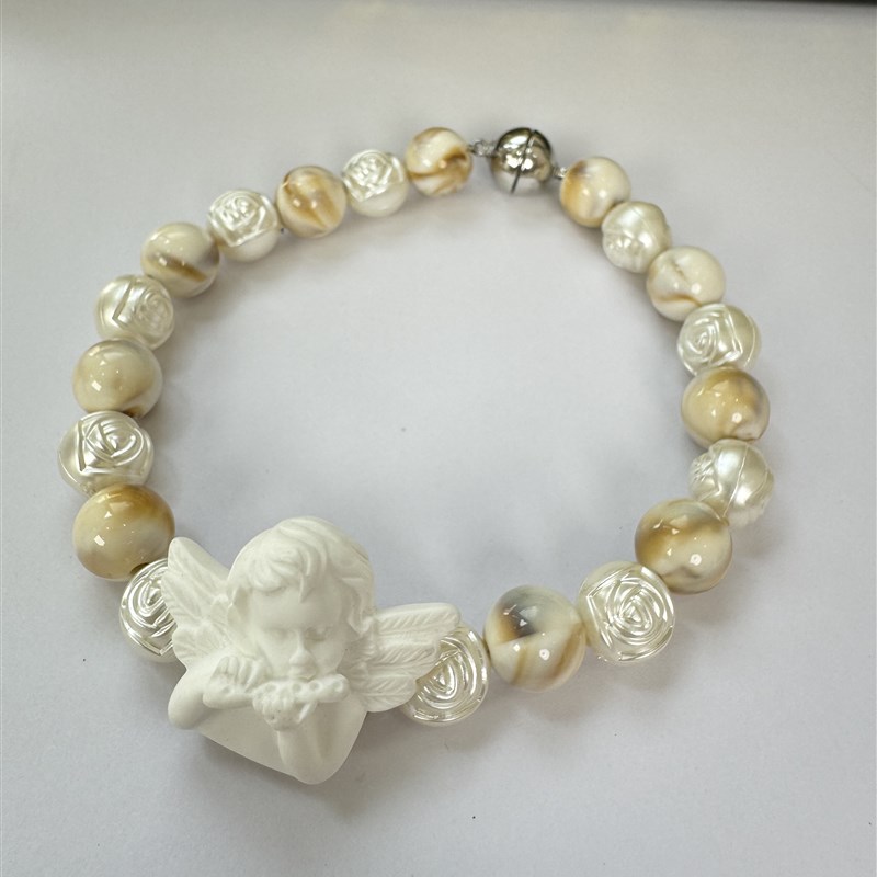 小天使复古法式美式装饰磁吸窗帘绑带珍珠琥珀免打孔纱帘收纳束带