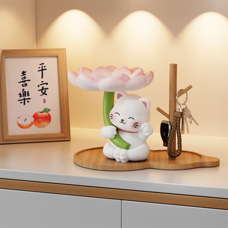 招财猫入户进门口放钥匙收纳玄关摆件家居软装饰品鞋柜托盘置物架