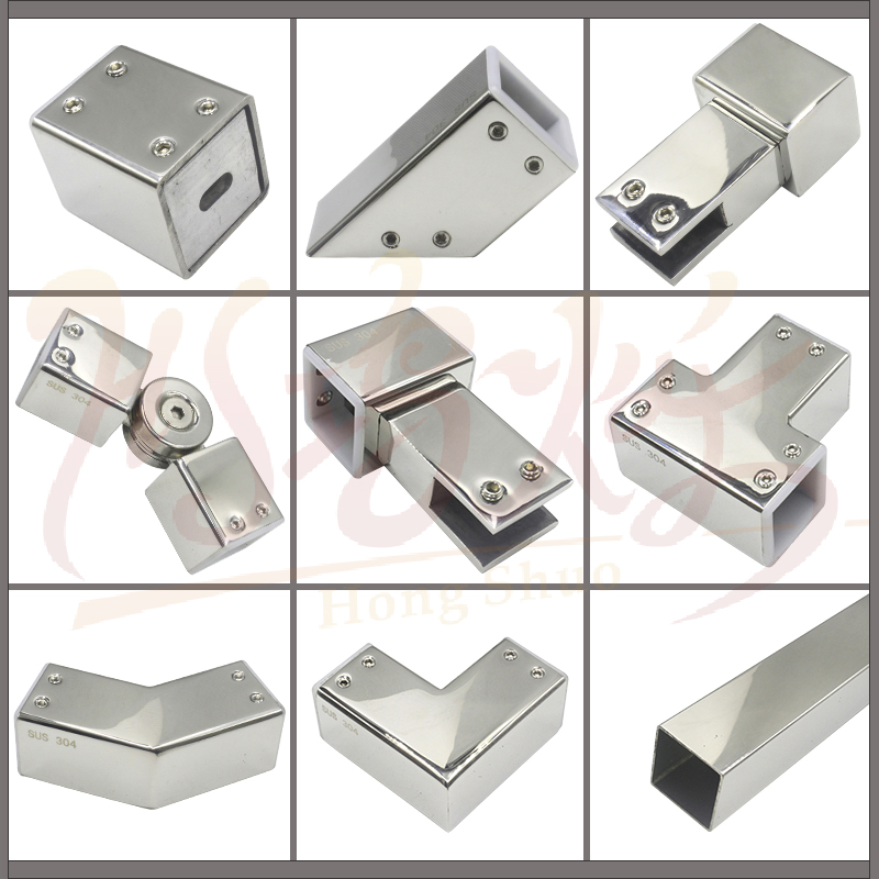 25方管不锈钢304连接头吊夹上墙法兰淋浴房配件连接件玻璃拉杆头