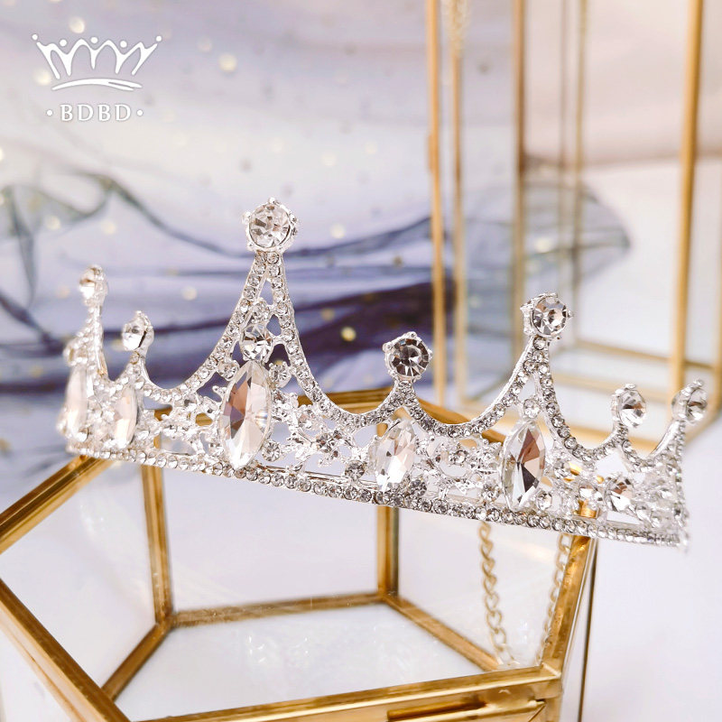 儿童皇冠头饰公主女童王冠水晶发箍小孩生日发卡小朋友演出饰品