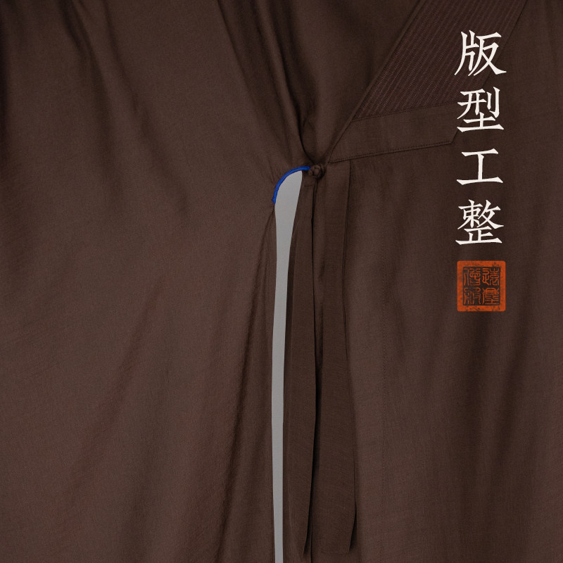 远尘僧服台麻广袖海青男女僧人居士服姜黄色宽袖海清僧衣不透大袖