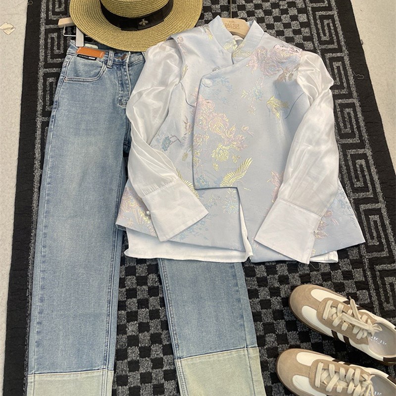 新中式国风套装2024新款气质名媛高端女装高级感衬衫马甲两件套女