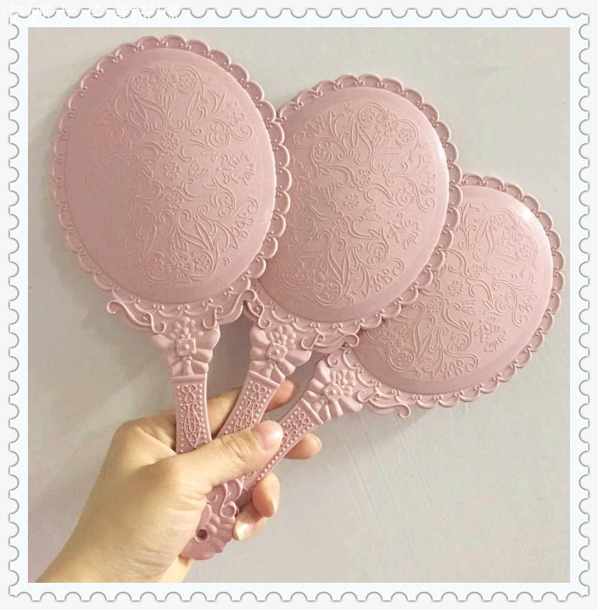 韩国大号手柄镜随身便携折叠复古化妆镜公主镜美容镜梳妆镜子包邮