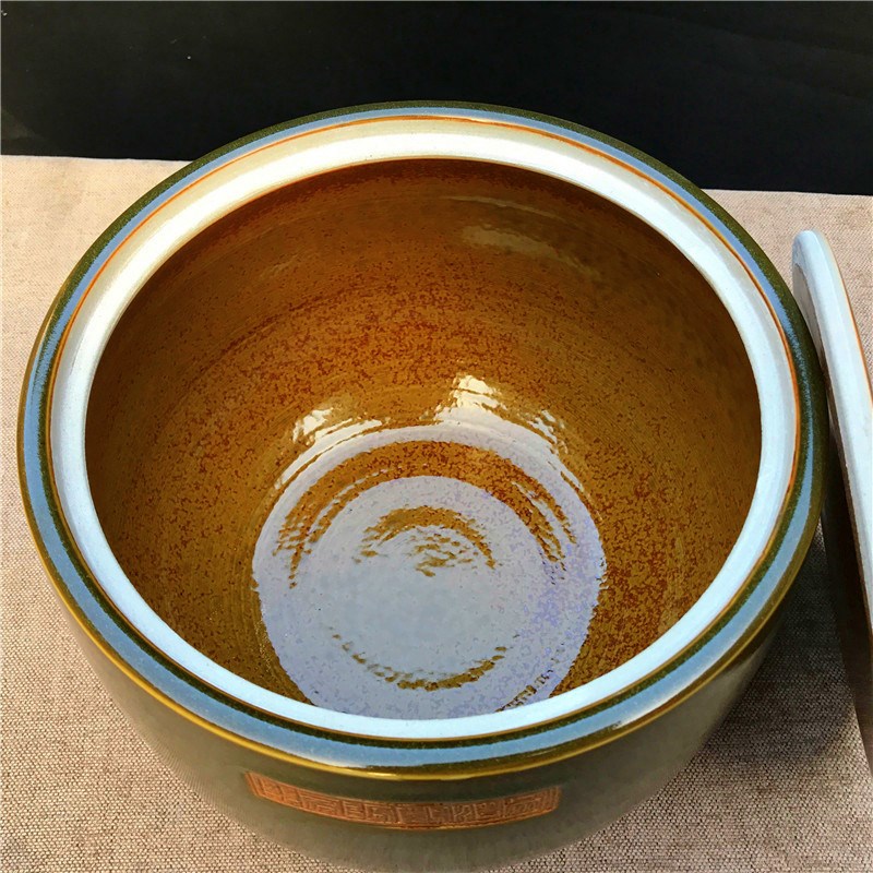 景德镇陶瓷茶叶末釉米缸10斤20斤30斤装普洱茶缸米桶储物罐腌油缸