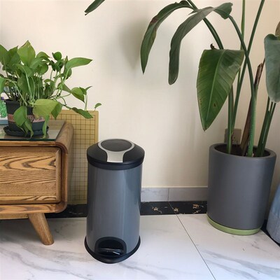 包邮欧式5L/12L/20L/30L椭圆形垃圾桶不锈钢脚踏式带盖客厅厨房用