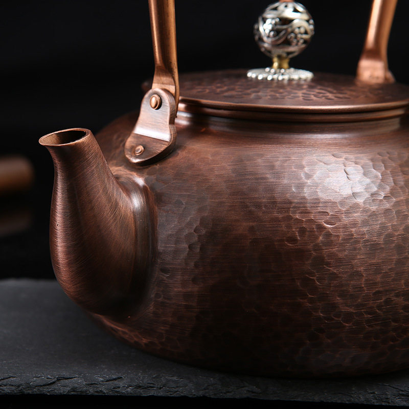 户外铜壶烧水壶电陶炉煮茶壶泡茶沏茶紫铜壶纯手工大容量家用茶壶