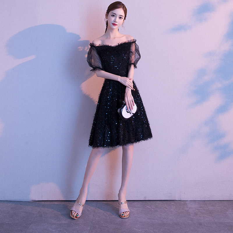 黑色小晚礼服2021新款宴会高贵气质短款生日聚会连衣裙女平时可穿