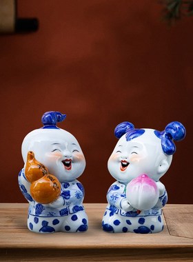 景德镇陶瓷大吉大利雕塑公司开业客厅家居电视柜酒店桌面装饰摆件