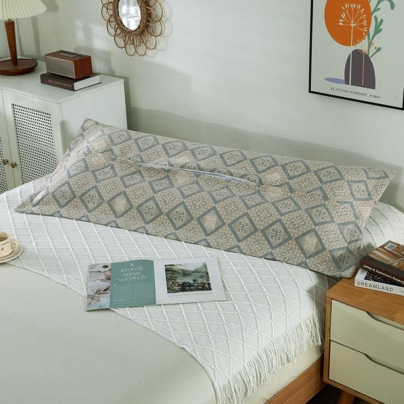 三层纱夹棉双人枕套12015018048长款冬季加厚拉链纯棉情侣枕头套