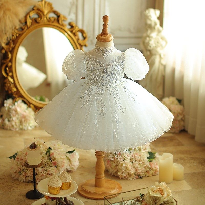 花童婚礼女童晚礼服小女孩周岁生日宝宝公主裙高端儿童洋气演出服