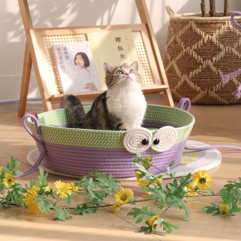 新款夏季编织猫窝保暖棉绳宠物窝猫抓板一体睡觉窝可水洗不掉渣子,宠物/宠物食品及用品,猫窝/屋/帐篷/沙发,淘宝优惠券,粉丝福利购,淘宝优惠卷