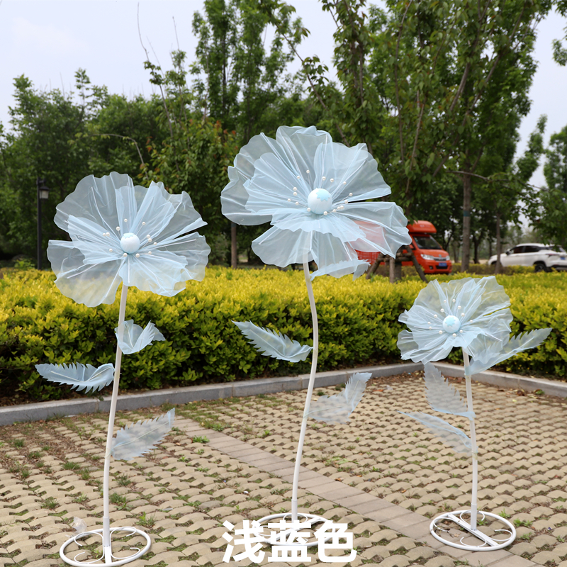 新款婚庆道具路引花婚礼舞台布置装饰橱窗纸花真丝纱花成品丝网花