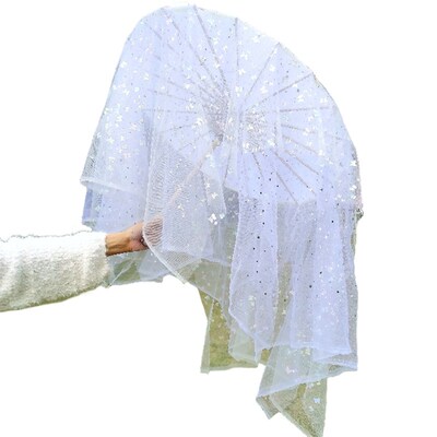 舞龙吟道具伞舞蹈伞透明白色薄纱道具鱼跃龙门跳舞带纱古风绸布伞