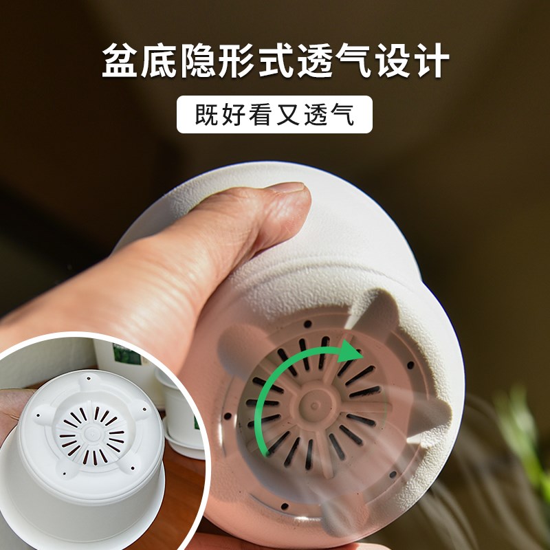 白色多肉盆迷你北欧小号圆盆塑料仿陶家用花烛大口径控根专用花盆