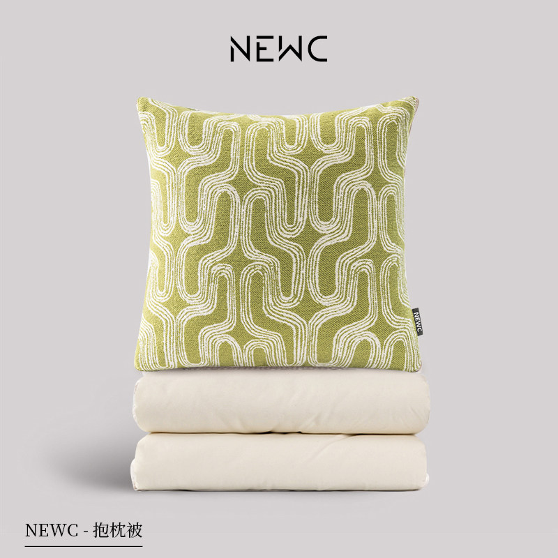 新宸优品新款高端纯棉抱枕被子两用绿色办公室午睡可折叠被子枕头