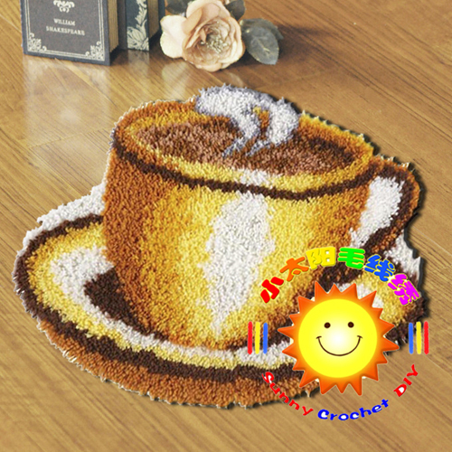 cc段段绣/毛线绣/地毯绣/绒绣/钩针绣 挂毯坐垫 咖啡时光(2件包邮